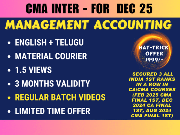 CMA INTER MANAGEMENT ACCOUNTING REGULAR || CC748 - Masterminds India